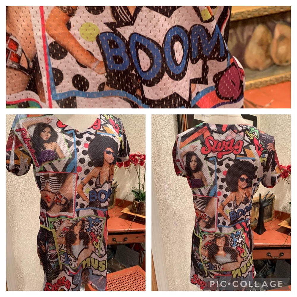 Boom! Retro Pop Art Mesh Tunic top